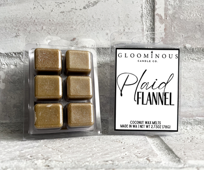 Plaid Flannel Shimmer Wax Melts - Smoky Vanilla, Cozy Cabin Fire