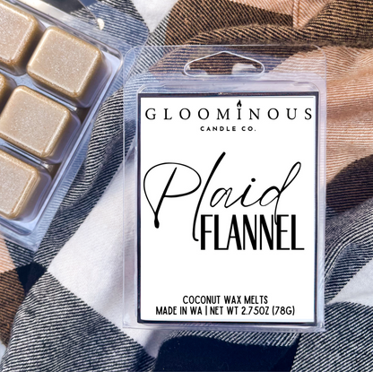 Plaid Flannel Shimmer Wax Melts - Smoky Vanilla, Cozy Cabin Fire